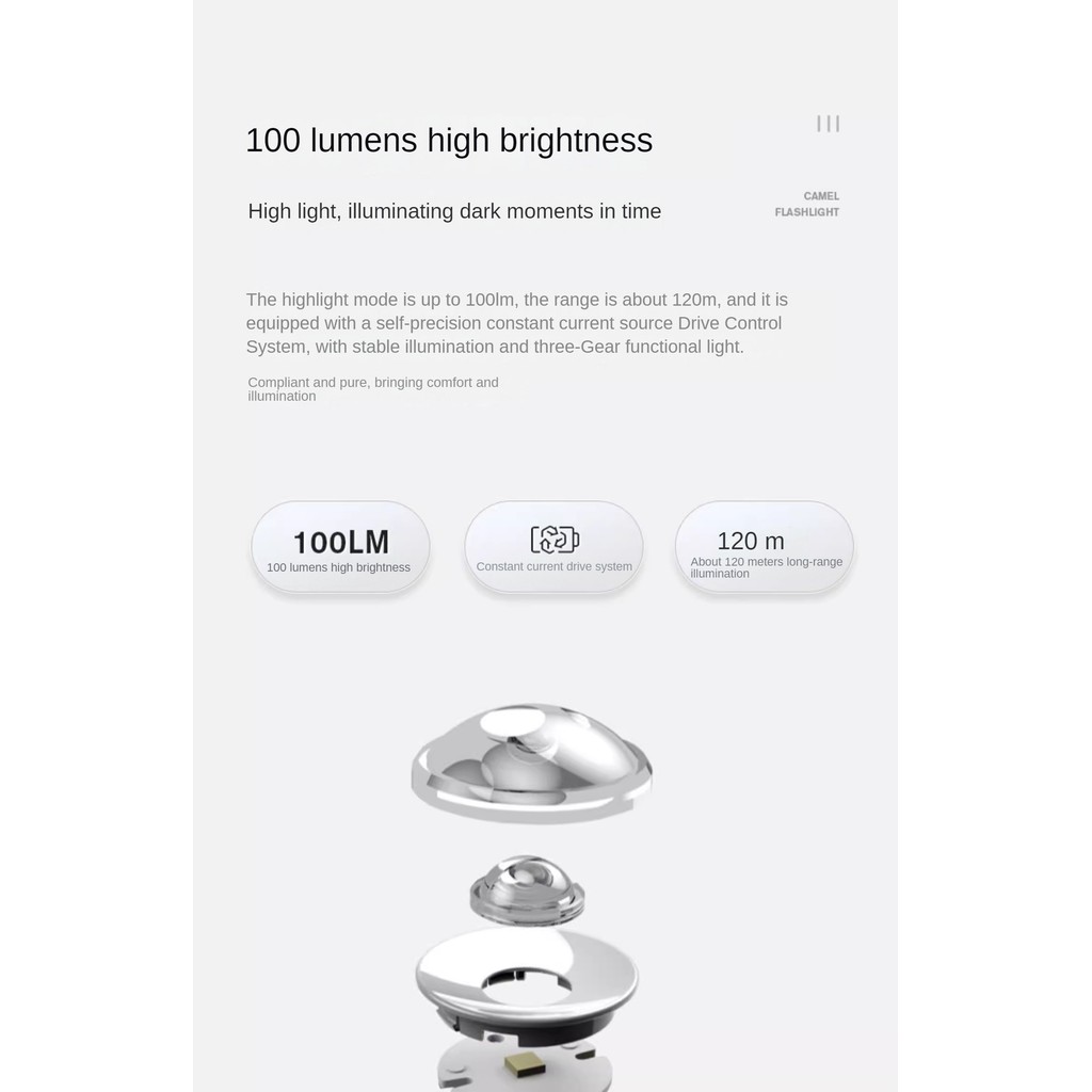 Ảnh Đèn pin di động CAMEL CROWN Ánh sáng mạnh Đèn pin sạc tại nhà ngoài trời siêu sáng 4