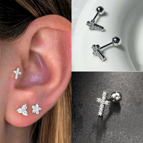 Khuyên Tai Thập Giá CROSS CRYSTAL JetanX (1 chiếc)