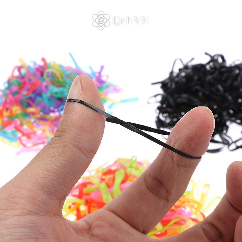 Qrhyk 1000 Chiếc Dây Cao Su Dùng Một Lần Dây Buộc Tóc Co Giãn Nhẫn Ban Nhạc Trẻ Em Bé Gái Đuôi Ngựa Mới