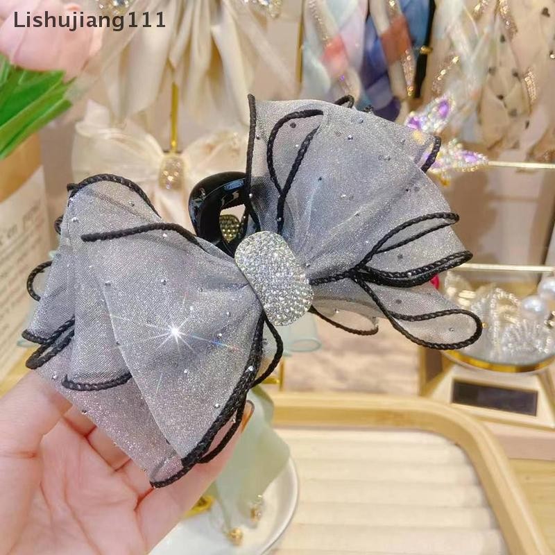 [LISHUJ] Phong Cách Hàn Quốc Lưới Nơ Kim Cương Giả Vuốt Tóc Vintage Thanh Lịch Kẹp Tóc Kẹp Tóc Cho Nữ Thời Trang Phụ Kiện Tóc SHU