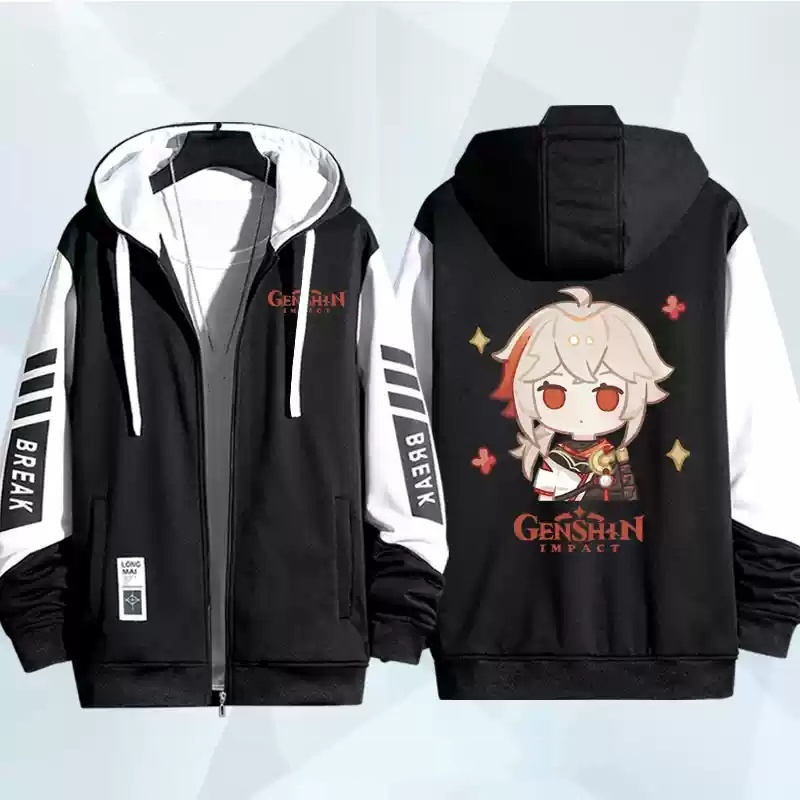 Squ3 Genshin Impact Wanderer Balladeer Xiao Zhongli Kaedehara Kazuha áo khoác dây kéo Áo khoác cardigan áo len Cosplay
