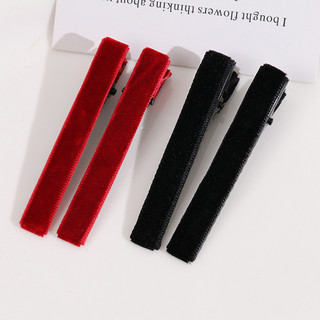 Kẹp tóc co giãn màu đỏ Rượu nhung dễ phối đơn giản kẹp mỏ vịt kẹp bên phụ kiện trang sức DIY phụ kiện bán buôn