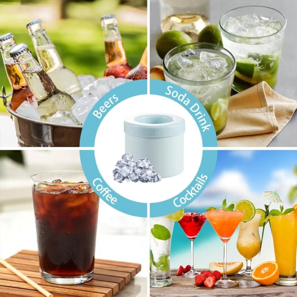 MONOSTYLE Ice Bucket, Khuôn làm đá viên silicon có thể tái sử dụng, Khay đá hình trụ đông lạnh nhanh sáng tạo Mùa hè DIY Tủ lạnh Máy làm đá đóng băng