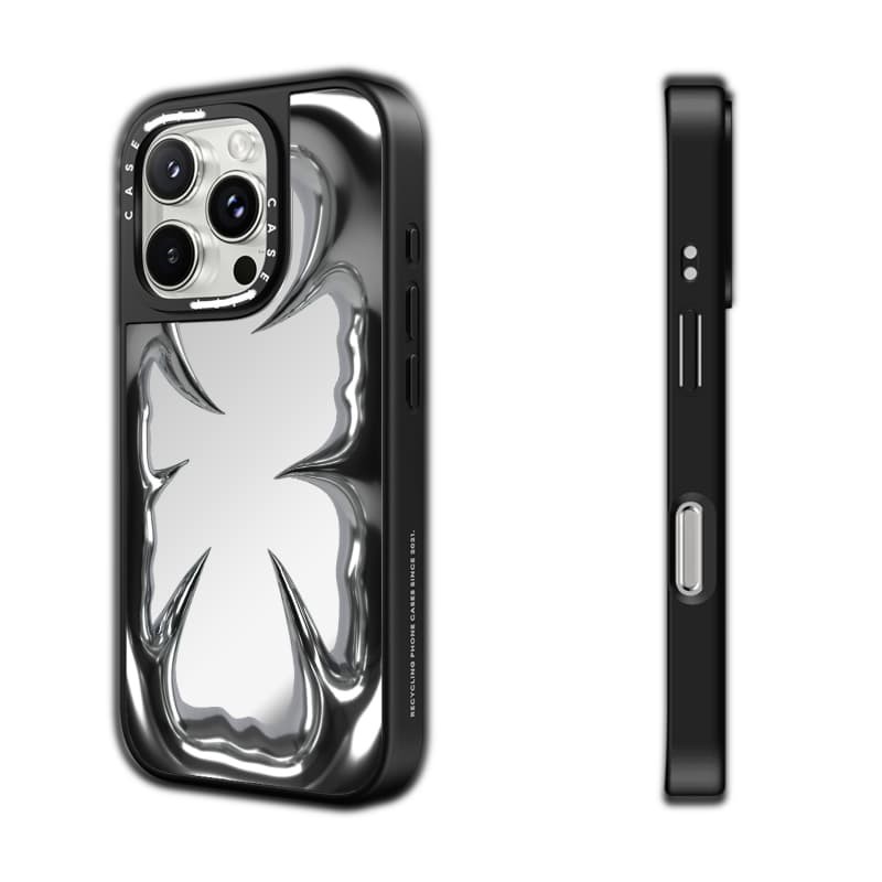 CASECASE X Vỏ Khung Nghiền Kim Loại Hút Từ Tính Đen & Bạc Gương iPhone IPhone 16 15 14 13 12 Pro Max Plus Ốp Lưng Cứng Có Hộp Khắc logo