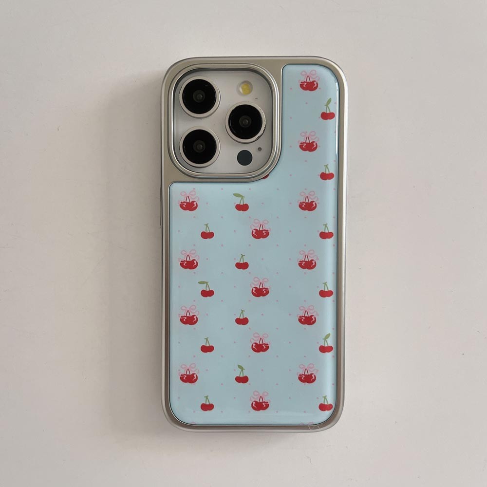 Ốp Lưng Cứng Tương Thích Với iPhone 13 13Pro 13ProMax 14 14Pro 14ProMax 15 15Pro 15ProMax 16 16Pro 16ProMax Ốp Họa Tiết Anh Đào Xanh