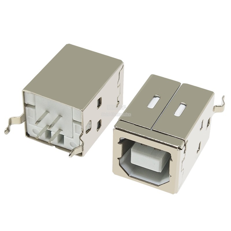 Máy in đầu vuông cổng vuông dọc USB-B Giá đỡ nữ 90° Giao diện cao su trắng loại D cong trong dòng BF-180 độ