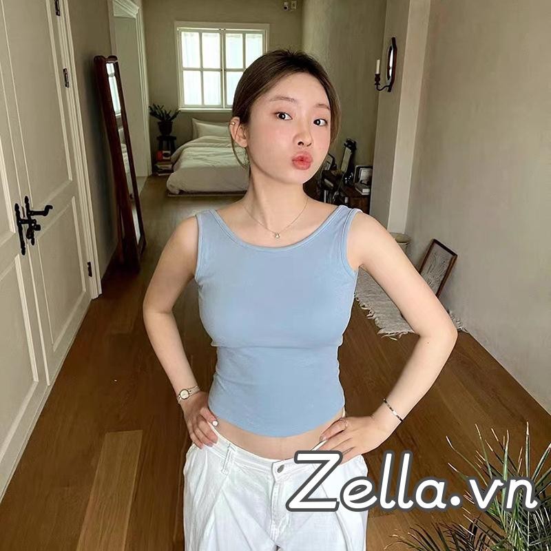 Áo Tank Nữ Mùa Hè Màu Trơn Lưng Nơ Cổ Tròn Áo Vest