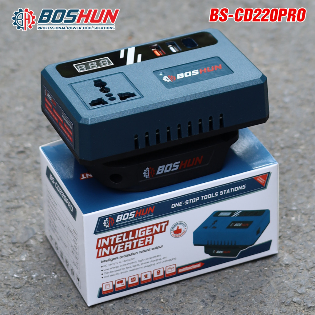 Đế chuyển đổi nguồn điện BOSHUNN BS-CD220PRO chuyển từ pin 21V lên 110V - 220v