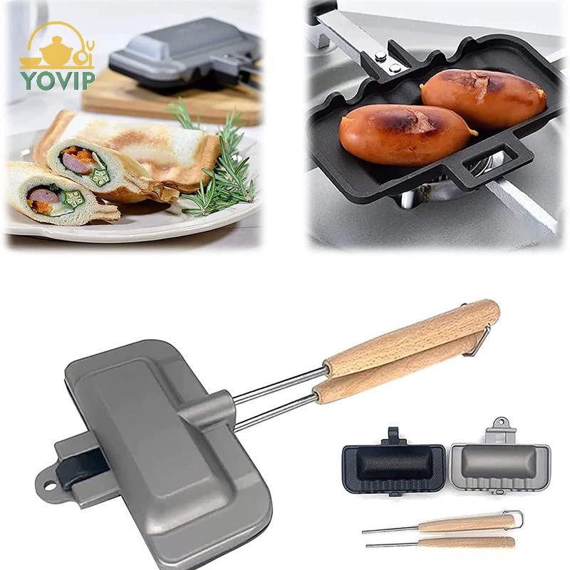 YOVIP 1 Chảo Sandwich Hai Mặt Chống Dính Di Động Có Thể Gập Lại Nướng Chiên Chảo Cho Bánh Mì Nướng Máy Ăn Sáng Máy Làm Bánh Pancake VN