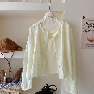 Áo khoác dài tay cổ tròn mỏng dành cho nữ