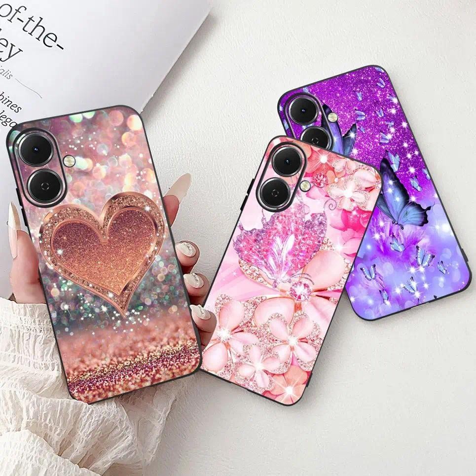 6.67 "Dành Cho Tecno Spark GO 2 KM4 SparkGO GO2 Ốp Điện Thoại Hoa Bướm Sang Trọng Nữ Tính 2D In Vỏ Mềm Trong Suốt TPU Ốp Lưng