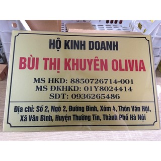 Bảng công ty, Bảng số nhà, hộ kinh doanh, biển chức năng in UV trên alu gương inox trắng, alu gương vàng-giao hỏa tốc