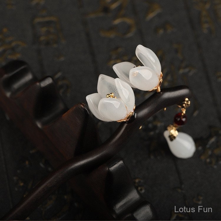 Phụ Kiện Hanfu: Kẹp Tóc Handmade Gỗ Đàn Hương Trong Suốt, Thiết Kế Retro Cung Đình