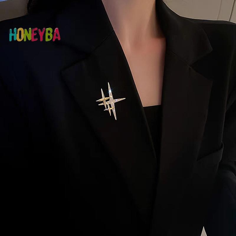 < Honeyba > Trâm cài hình ngôi sao cá tính đơn giản Thiết kế hợp thời trang dễ thương Corsage Pin thời trang cho bộ đồ tiệc tối Trang sức biểu tượng