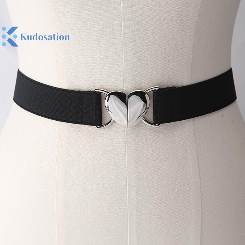 Kudosation Thắt Lưng Co Giãn Trái Tim Tình Yêu Khóa Kim Loại Eo Đầm Áo Len Trang Trí Dây Thắt Lưng