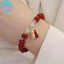 Vòng tay thanh lịch đính hạt đỏ đậu phong, phù hợp làm quà tặng lễ hội cho nữ