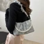 Túi xách chuỗi đính cườm GUSTAVA, Túi Messenger thiết kế dây chuyền đính cườm, Túi đeo vai phong cách xếp li bằng da PU sành điệu đi chơi thông thường