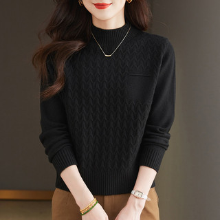 Sweater thu đông len dệt kim nửa cổ cao, phong cách mới và thời trang