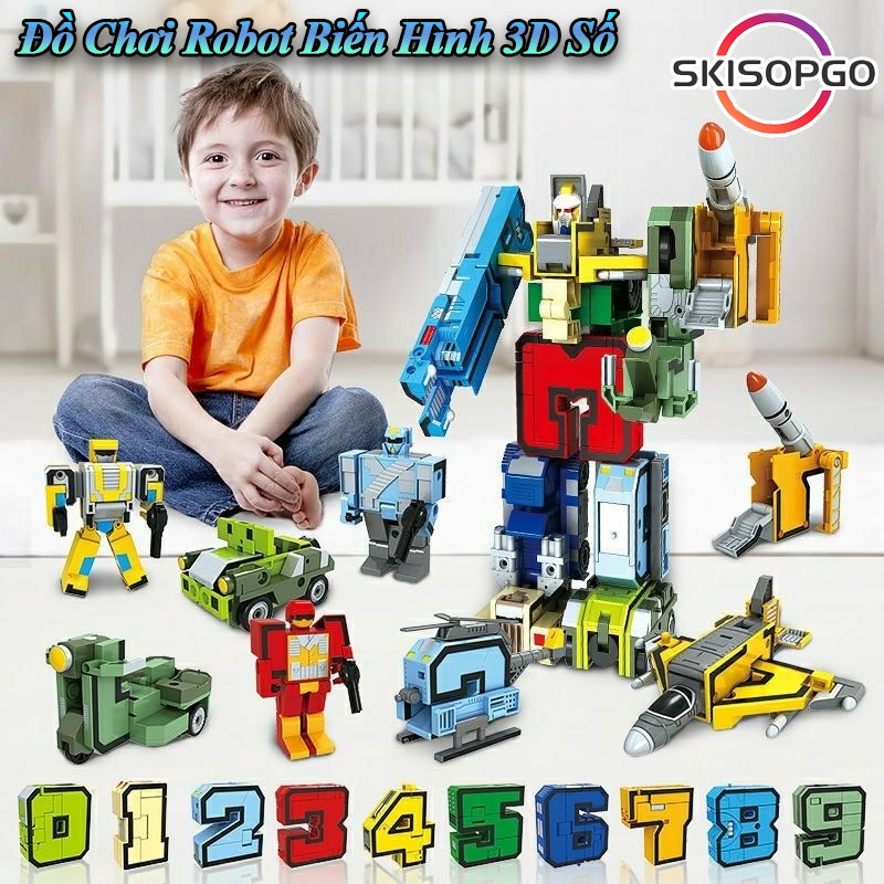 Đồ Chơi Robot Biến Hình 3D Số, Bộ Chữ Số Biến Hình, Đồ Chơi Sáng Tạo, Quà Tặng Sinh Nhật, An Toàn Không Hại