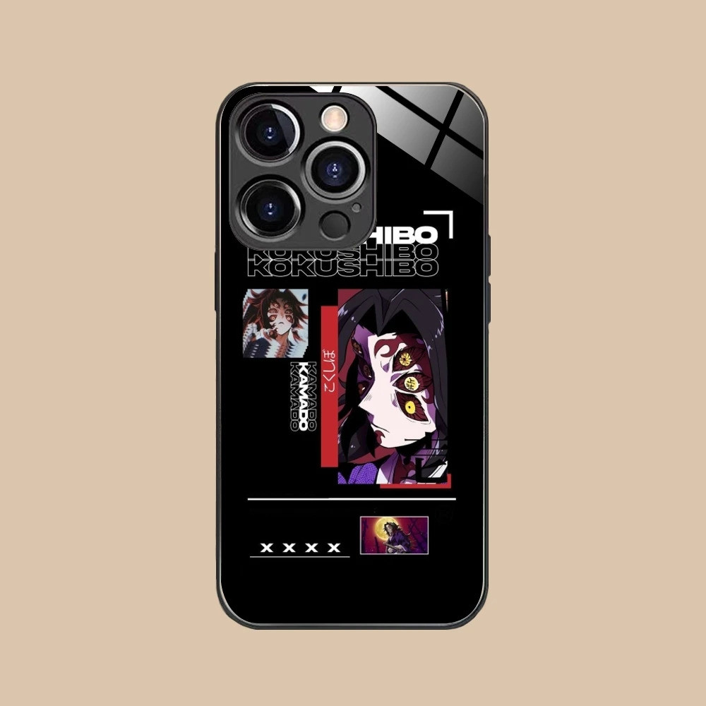 GK-2 Demon Slayer Kokushibo Ốp Điện Thoại Di Động Cho iPhone 17,15 14 13 12 11 X XR XS 8 Pro Max Plus Mini PC Kính Vỏ Điện Thoại