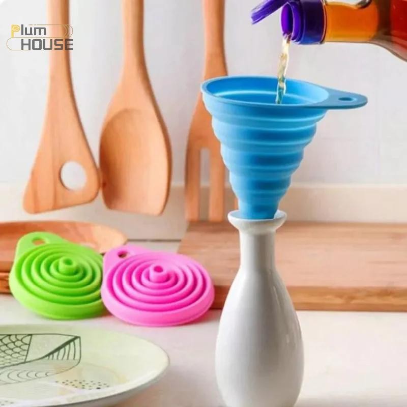 PlumHOUSE 1/3 Phễu silicon có thể gập lại, di động cho nhiên liệu/bia/dầu, dụng cụ nhà bếp VN