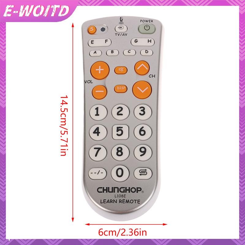 Bộ điều khiển từ xa loại học tập IR đa năng E-WOITD Chunghop L108E cho TV / SAT / DVD / CBL / DVB-T / AUX Nút lớn Sao chép E-WOITD