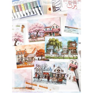 JIANWU Theo Mùa Minh Họa Series Vintage Hoa Vật Liệu Phong Cảnh Tuyết Cắt Dán Sáng Tạo DIY Tạp Chí Văn Phòng Phẩm