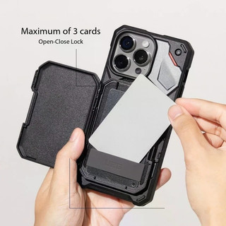 Ví từ tính cứng Armor cho iPhone 16 / 15 Pro Max & 14 Pro, cộng với Samsung Galaxy S25 / S24 Ultra.Tính năng một snap-on có thể tháo rời