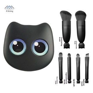 ELBBKG Bộ 6 Cọ Trang Điểm Du Lịch Có Gương Du Lịch Hộp Bảo Quản Bộ Cọ Trang Điểm Mỹ Phẩm Blush Trộn Bàn Chải Mới