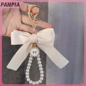 PNPIA-Key Túi Mặt Dây Chuyền Phụ Kiện Ngọc Trai Giả Nơ Móc Khóa Dễ Thương Đính Hạt Vòng Tay Cho Ví Túi Ba Lô Xe Charm Ruy Băng