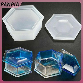 PANPIA-Silicone Hình Lục Giác Trang Sức Hộp Bảo Quản Khuôn Nhựa Đúc Khuôn Thủ Công DIY