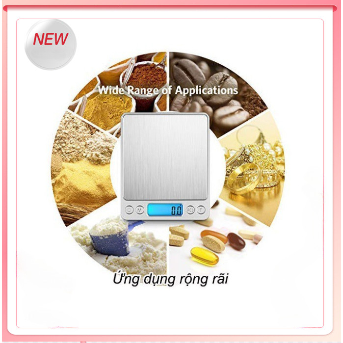 Cân tiểu ly điện tử , cân điện tử nhà bếp 3kg tặng kèm khay đựng đồ và 2 viên pin AAA New