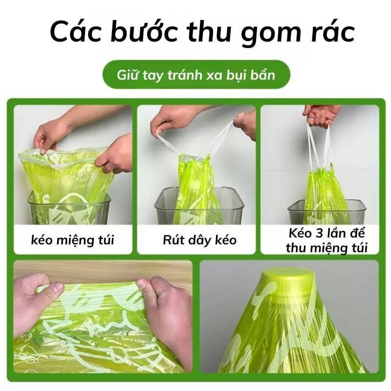 Túi Đựng Rác Dây Rút Hương Ngải Cứu Xua Đuổi Ruồi Muỗi, Côn Trùng - Túi Rác Tự Phân Hủy Thân Thiện Môi Trường