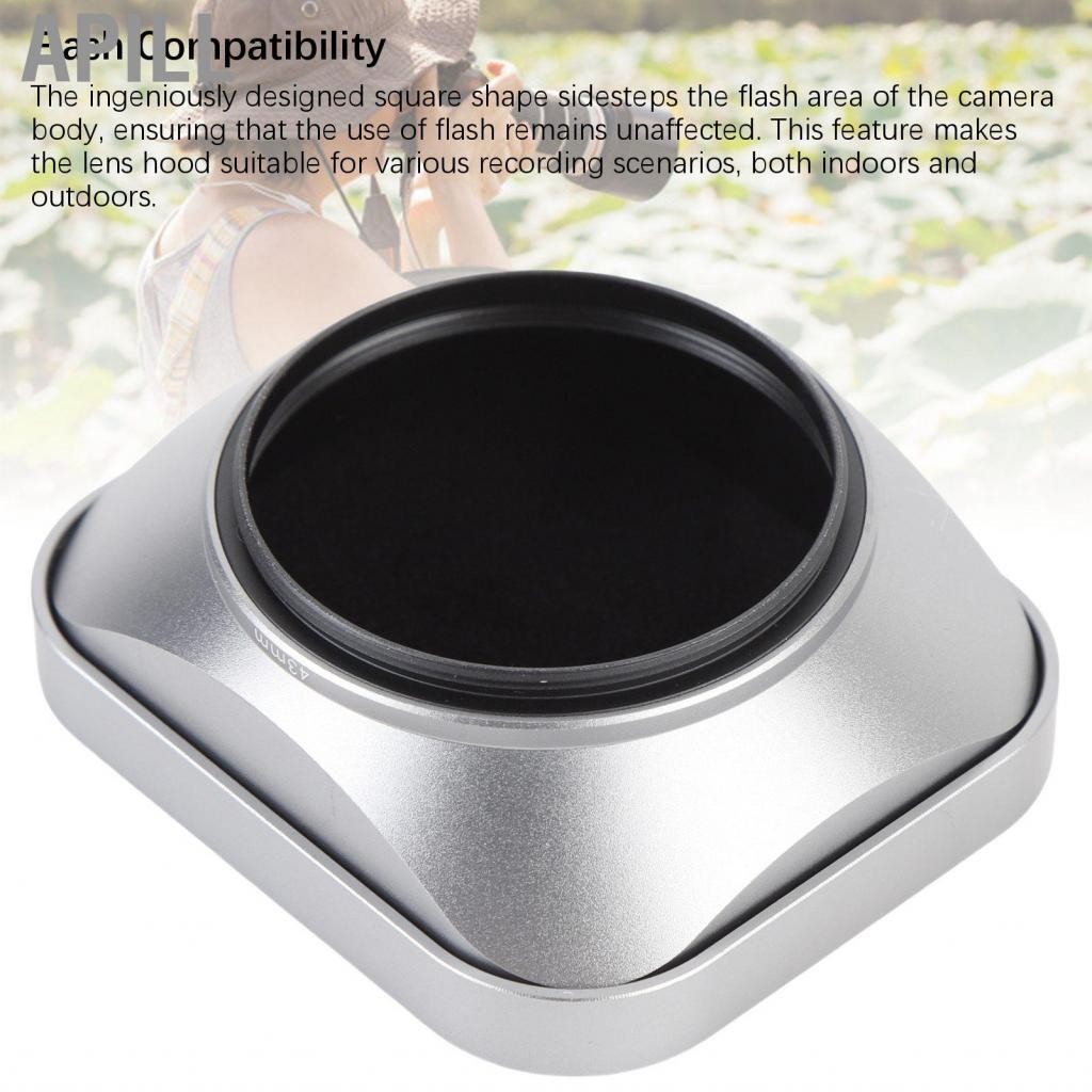 Apill Apill-VN Gugxiom Camera Lens Hood Square Metal Vít trong bóng râm với nắp cho máy ảnh DSLR SLR (39mm)