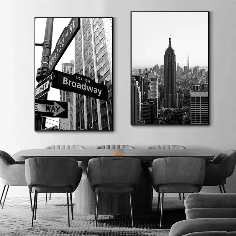 Hiện Đại New York London Paris Sydney Thành Phố Cột Mốc Phong Cảnh poster canvas Tranh Treo Tường Nghệ Thuật Hình Đen Trắng Trang Trí Phòng Nhà