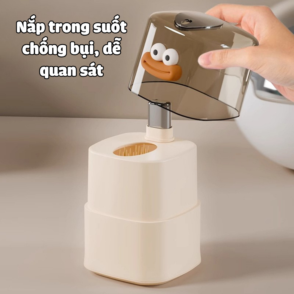 Hộp Đựng Tăm Tự Động Thông Minh Thiết Kế Mặt Cười Ngộ Nghĩnh, Hộp Tăm Có Nắp Chống Bụi DINO