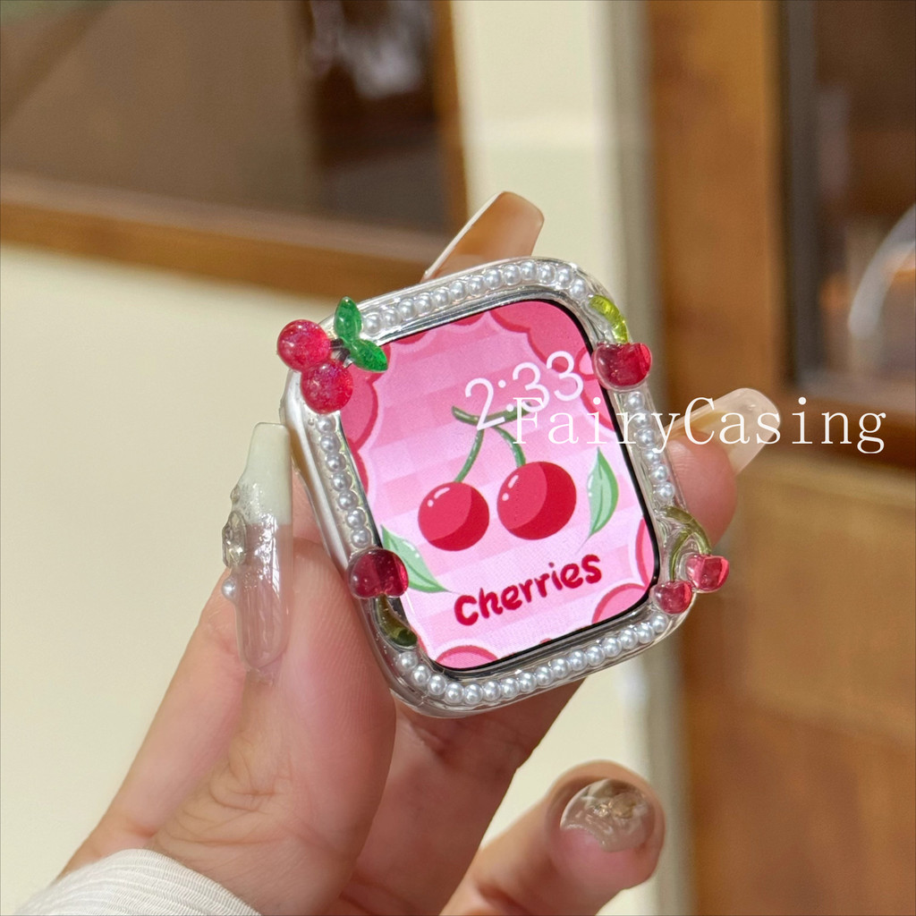 Ốp Bảo Vệ Anh Đào Dễ Thương S11 Cho Apple Watch Ultra2 49mm 9 8 7 6 5 Se Ốp Lưng Chống Rơi Iwatch Series 10 42 46mm 40 41mm 44 45mm Vỏ