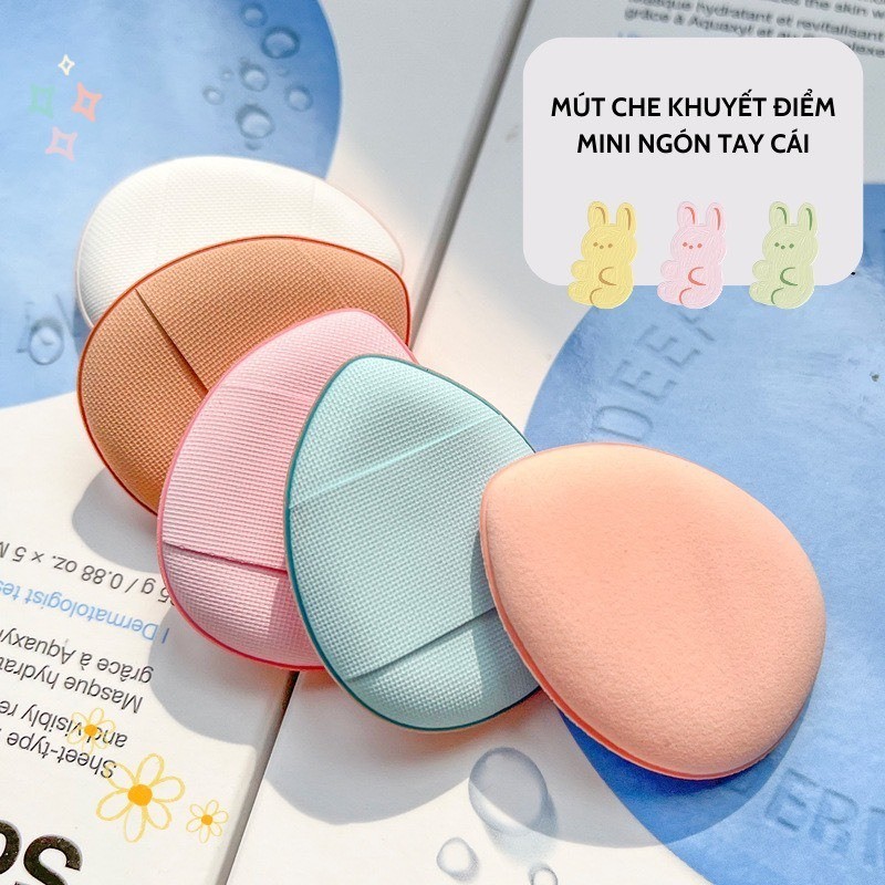 Bông mút tán kem nền, Bông phấn trang điểm mini hình ngón tay cỡ nhỏ tiện lợi có thể dùng ướt hoặc khô