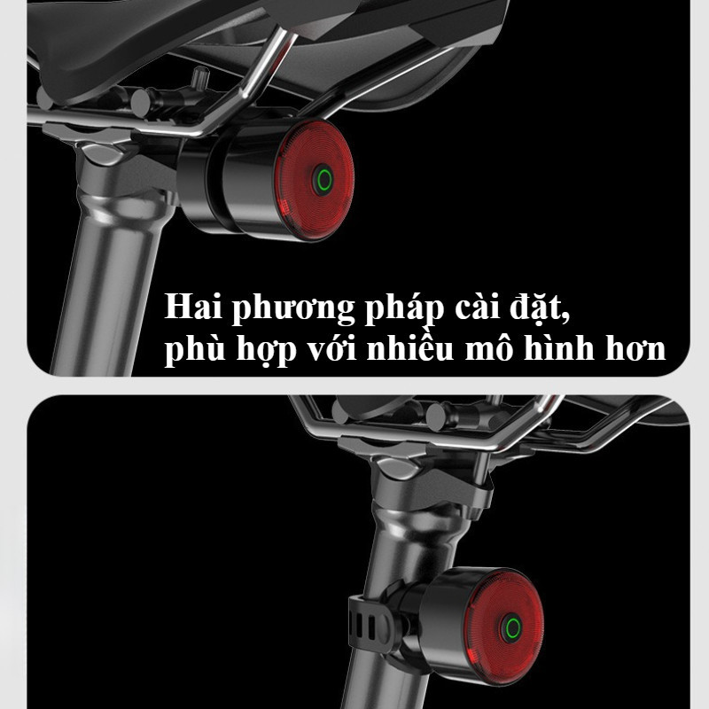 Đèn hậu LED xe đạp sạc USB, phụ kiện xe đạp, đèn cảnh báo đi đêm,chống nước IPX4