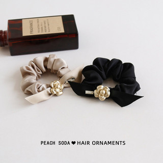 MISMEMO Pháp Cao Cấp Kim Loại Mờ Camellia Đầu Dây Scrunchy Vòng Tròn Sang Trọng Dây Buộc Tóc Nữ Dây Cao Su