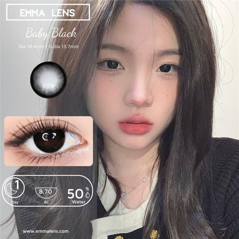 Kính Áp Tròng 1 Ngày Baby Black | Lens 1 Day Đen Baby | Emma Lens