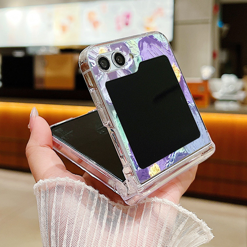 Dành Cho Samsung Galaxy Z Flip 6 Z Flip 5 Vỏ Hoa Đẹp Họa Tiết Chống Sốc Gấp Trong Suốt Cứng Cho Samsung Galaxy Z Flip 5 4 3