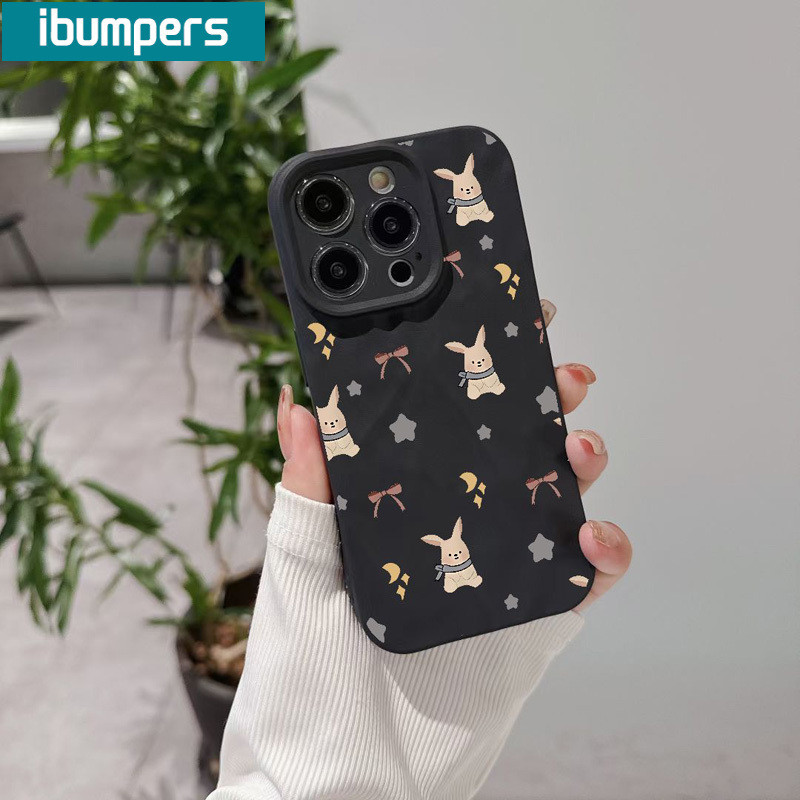 ibumpers Ốp lưng Iphone Hàn Quốc Coquette Hồng nơ Thỏ In Hình nhám Ốp Điện Thoại Mỏng Silicone Mềm Chống Bẩn Chống Sốc Cho Iphone 15 14 12 13 11 Pro Max IP 7 8 Plus Iphon X XS XR Xs Max
