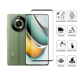Kính cường lực bảo vệ màn hình Realme 11 Pro Plus 2 trong 1 cho Realme 12 11 Pro Plus 12x 11x 5G 9D Kính bảo vệ phim và ống kính máy ảnh