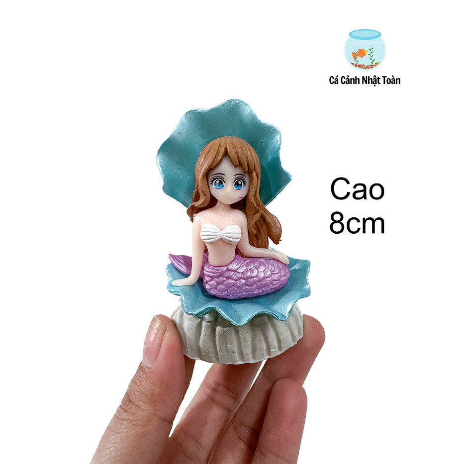 Nàng Tiên Cá Mini Trang Trí Bể Cá Cảnh, Tiểu Cảnh Cao 8cm
