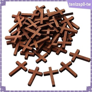 [tenlzsp0] 100 Chiếc Quyến Rũ Chữ Thập Bằng Gỗ, Mặt Dây Chữ Thập Nhỏ Cho Vòng Cổ DIY, Vòng Tay, Bông Tai