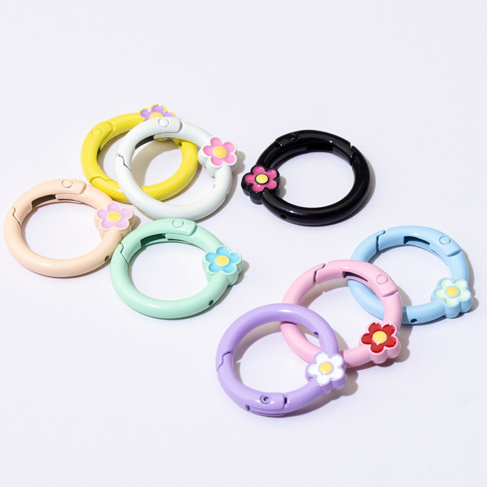 Vòng kim loại Móc điện thoại di động Snap Spring Mở tròn Móc khóa 1 chiếc Sơn hoa Khóa màu