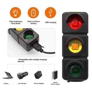 Đèn hậu xe đạp JKDESIGN, Đèn xe đạp leo núi nhấp nháy chống nước, Đèn giao thông 3 màu sáng tạo Đèn an toàn đầy màu sắc có thể sạc lại USB
