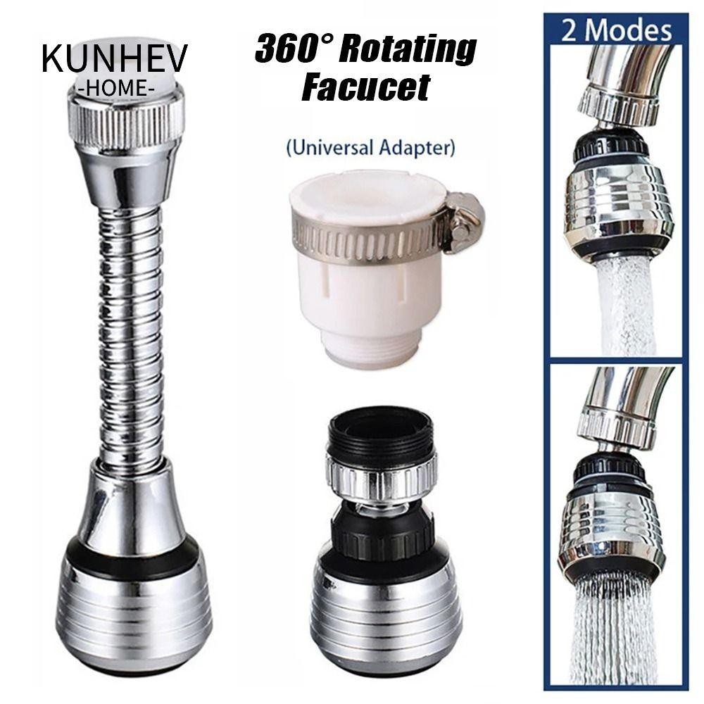 KUNHEV 1 Bộ Vòi 360 Độ, Bộ Mở Rộng Đầu Phun Tăng Áp Chống Bắn Đầu Xoay Bong Bóng, Phòng Tắm Dụng Cụ Nhà Bếp Tiết Kiệm Nước Vòi Lọc Chế Độ Kép
