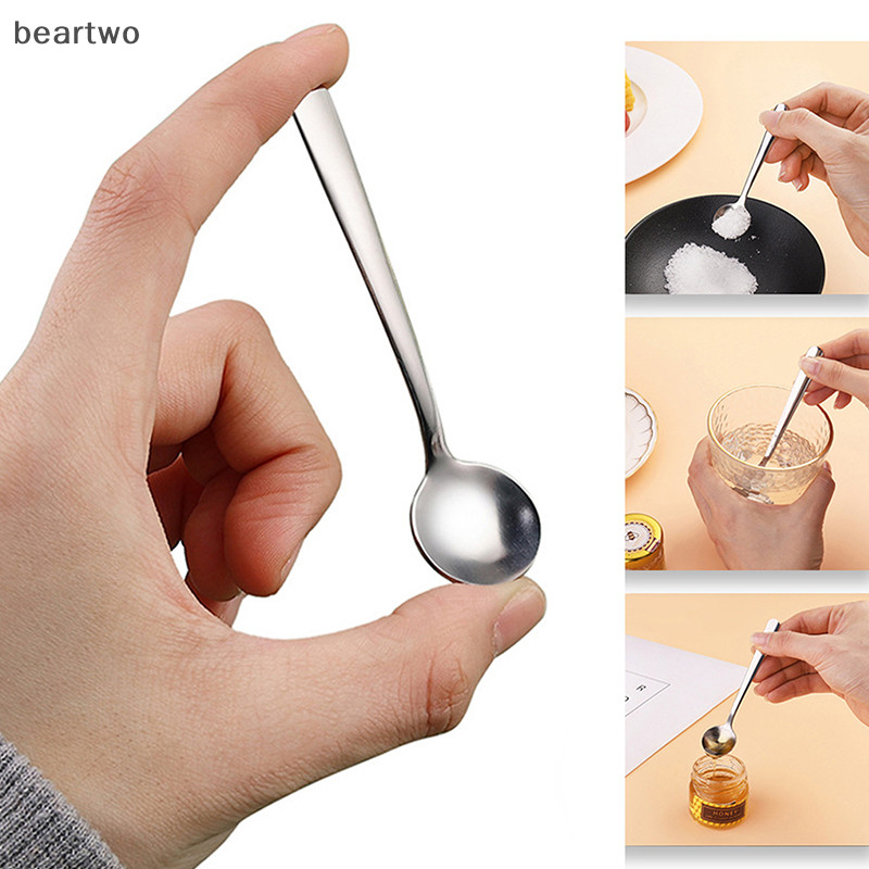 < Beartwo > Kem Thìa Trái Cây Trà Vàng Bạc Trà Cà Phê Thìa Trộn Tròn Thép Không Gỉ Món Tráng Miệng Uống Bộ Đồ Ăn Nhà Bếp Đẹp